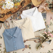 (Little Soft glutinous) One-one-one-ruler JK original 100 lap summer knit T POLO collar short sleeves