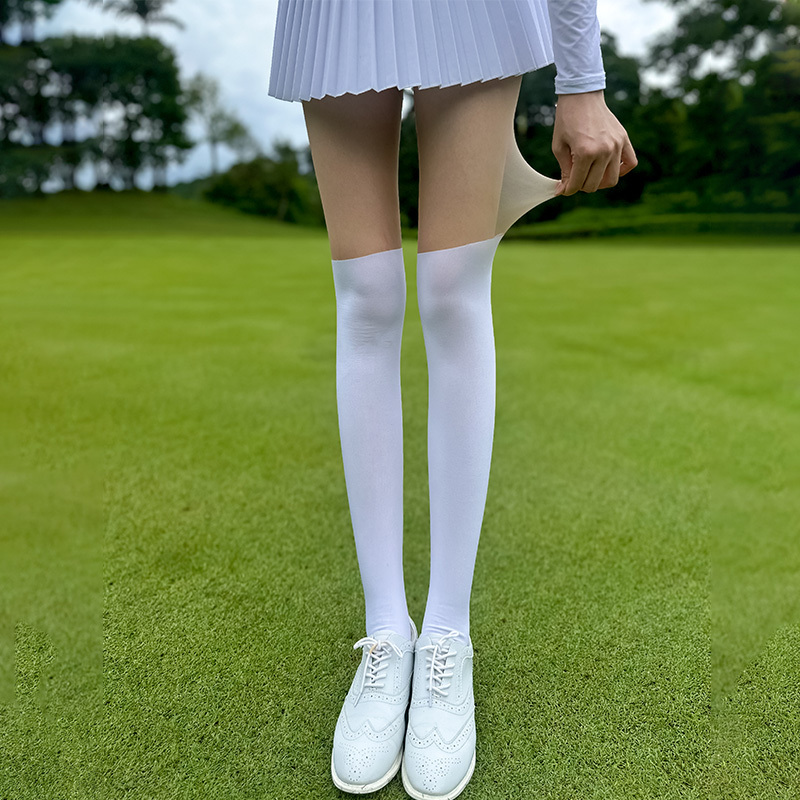 Sg Golf Sun Protection Socks, Bare-Leg Effect Leggings, Color-Blocked, Lightweight, Comfortable, Sports Anti-Exposure Tights