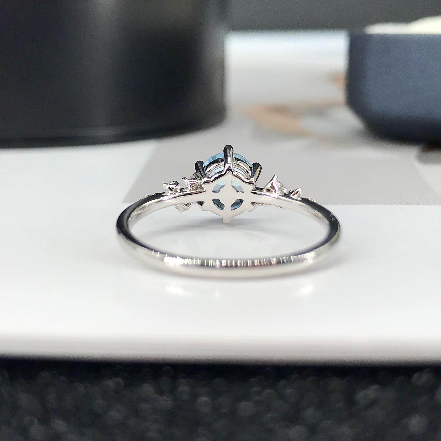 Aida艾达珠宝 天然圣玛利亚正圆海蓝宝石18K金镶嵌戒指:💍梦幻海蓝宝石,女神婚戒新宠儿! -其他-淘宝好物网