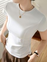 (quality made of high quality) Advanced design sensation pure cotton T-shirt female summer short sleeves 2024 new sashimi blouses undershirt