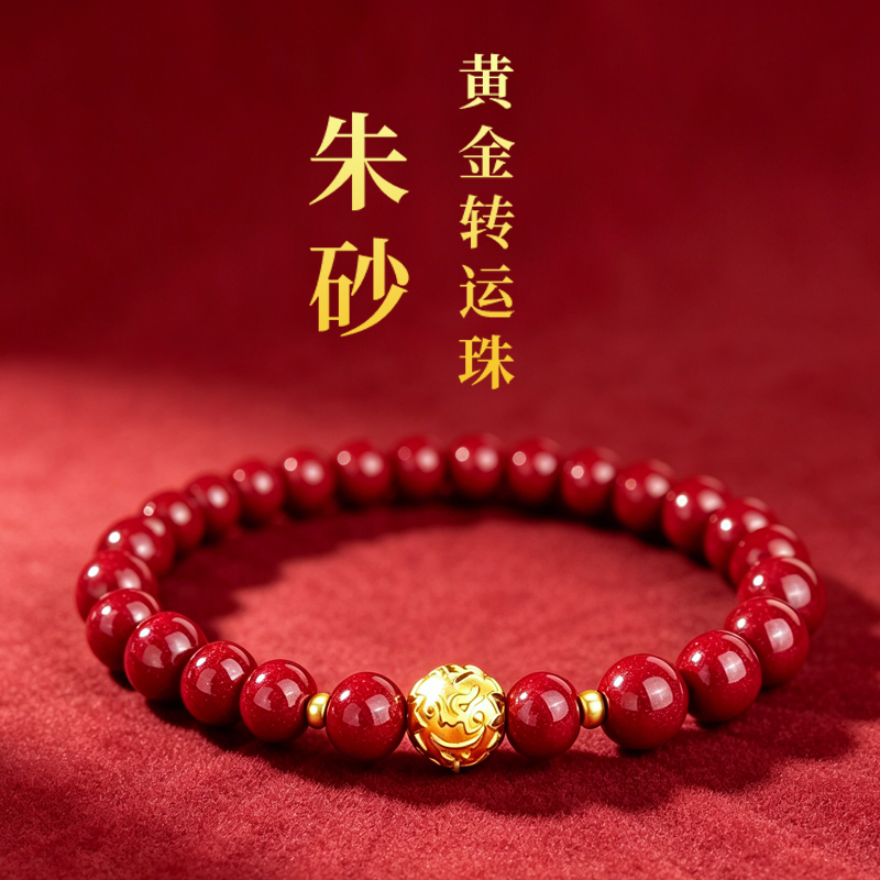 Wenhong K Cinnabar Bead Bracelet Traditional Craftsmanship Zodiac Year Beaded Good Luck Bracelet for Women Gift for Mom