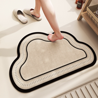 Cloud-Shaped Bathroom Absorbent Floor Mat, Diatomaceous Earth Foot Mat for Toilet, Non-Slip Mat for Bathroom Entrance, Irregular-Shaped Quick-Drying Carpet