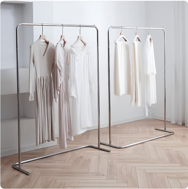 Clothing Store Stainless Steel Display Rack, Floor-Standing Clothes Rack, Island Rack, Clothes Hanging Rod, Double-Layer Clothes Rack Shelf Clothing Store Stainless Steel Display Rack, Floor-Standing Clothes Rack, Island Rack, Clothes Hanging Rod, Double-Layer Clothes Rack Shelf