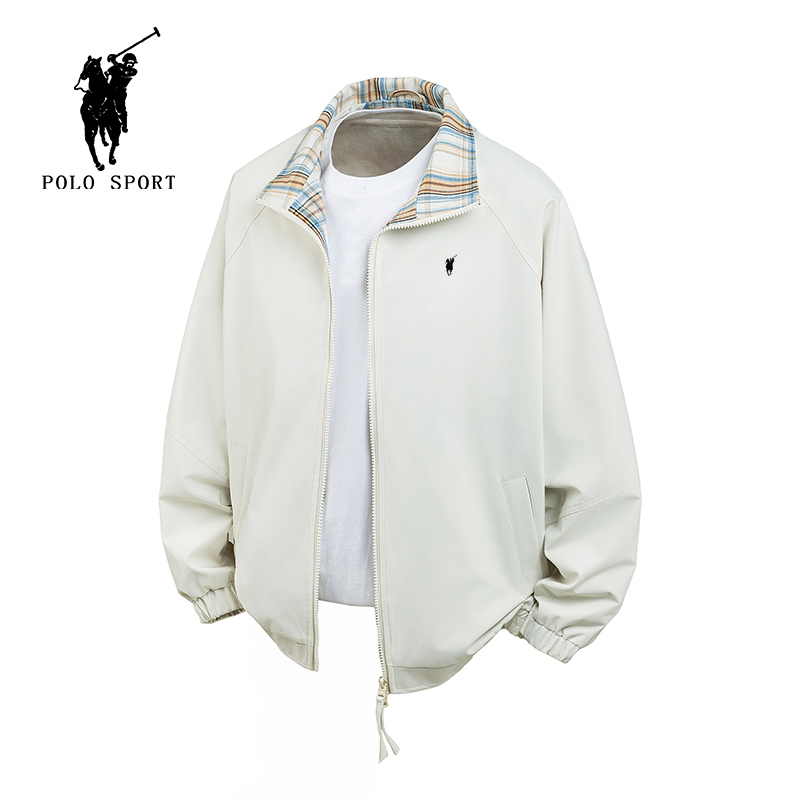 Polo Sport Spring and Autumn New Color-Blocking Polo Stand-Collar Jacket for Men, Young Casual Versatile Outerwear