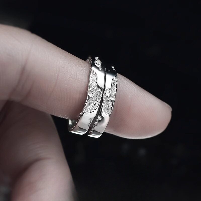Fengliandieyi S999 sterling silver couple ring original design