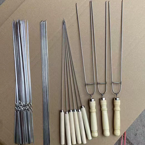 Барбекю Знаки куриные крылышки вилки из нержавеющей стали шашлыки носить шампур деревянный ручка скелета