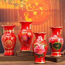 Chaozhou Ceramic Vase Buddha Lotus Buddha Vase Pre-Buddha Vase Festival of Chinese Red Vase Marriage
