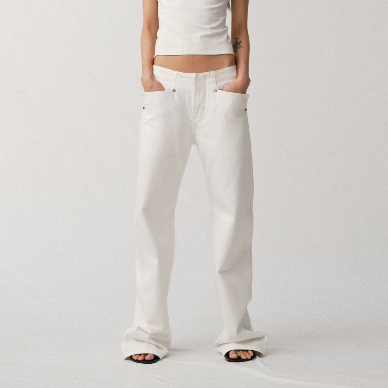 Liegee [Free Denim] Grace Saber L22 White Scimitar Loose Jeans