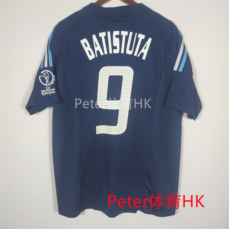 2002 World Cup Argentina Away No. 9 Batista Crespo Zidoni Giglia Retro Jersey