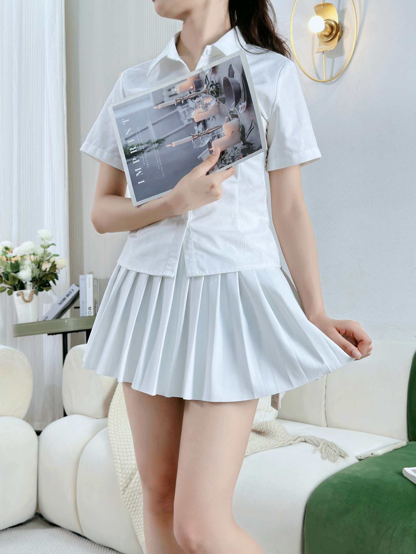 товар из китая 2024腰带百褶jk半身短裙百搭修身高腰裙子外贸现货women clothes