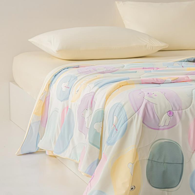 景月亭織物 A級雲母シルク高級デジタルプリント夏用クールキルト 超ソフトシルクのような涼感 李観奇大