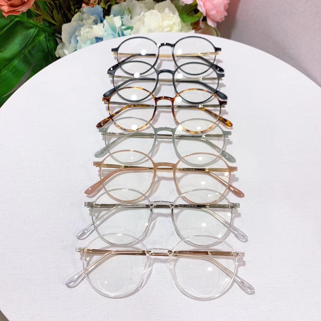 Glasses frame female myopia noncut border blue light degree diamond allocation with mesh red color changing ultra light frame gold