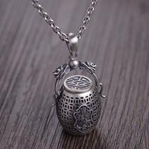 Pending pure silver necklace retro-foot silver female memorizing the tree of life of loved ones with ashes and sealed pet king