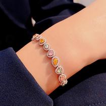 Bracelet Dissatisfied Woman New Delicit Advanced Drill Ultra Flash and Blood Wind Precision Design Simple Ring Circular Titanium Steel System