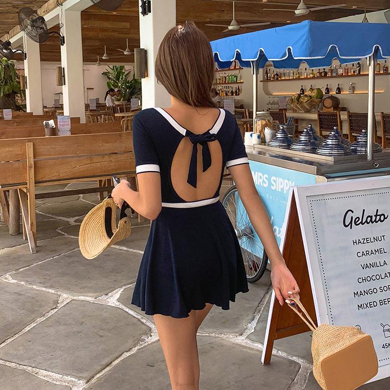 Conservative Conspicuic Conjoined Female Shade Bathing Suit's new small chest spa swimming skirt to woo ins2022 Korean clothes-Taobao