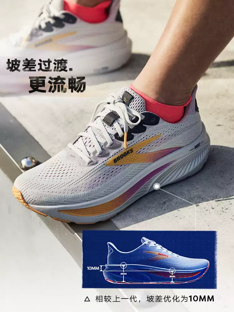 Brooks ghost 17 women's running shoes - cushioned, professional shock absorption, official model