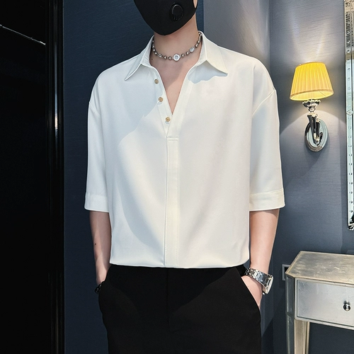 Летняя шелковая трендовая рубашка, тонкая футболка, короткий рукав