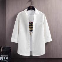 Chaoyang clothing store high-end men summer pure color simple fashion with seven-pointer shirt short-sleeved shirt coat