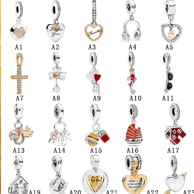 Pan's Family Pendant Christmas Love Home Four-Leaf Clover Fashion Bracelet Hollow Heart Beads DIY Accessories