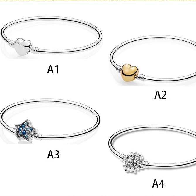 Pan's Basic Bracelet Fireworks Five-Pointed Star Snowflake Heart Clasp Bracelet Heart-Shaped Snake Bone Chain Bracelet DIY Accessories