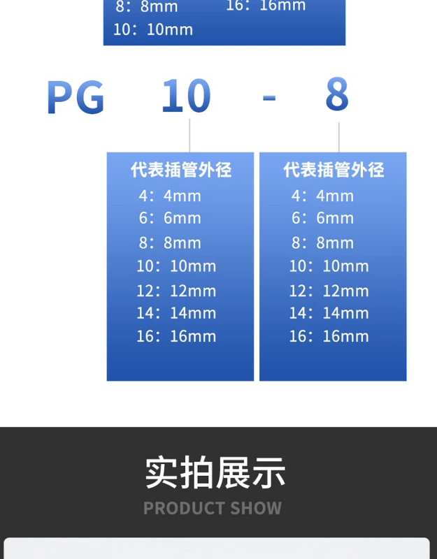 dau noi khi nen HOLID trắng PU ống khí nén nhanh chóng cắm kết nối hai chiều thẳng qua đường kính biến PU/PG/PV4/6/8/10/12MM nối khí nén đầu nối nhanh dây hơi khí nén