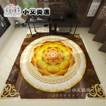 Chinese-style Buddhist hall lotus mosaic floor tiles temple hall entrance hall lotus pattern shape tiles ancient building