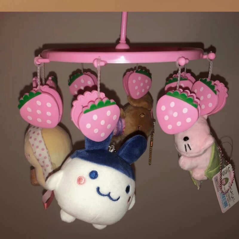 Japanese-Style Pink Strawberry Multi-Clip Clothes Hanger Cute Girly Dormitory Clothesline for Drying Socks, Underwear, and Lingerie Clips