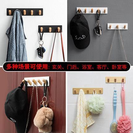 Wooden powerful adhesive wall wall-mounted dressing room clothes hat wall hanger toilet bathroom door rear free of sticky hook