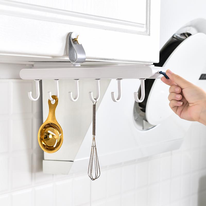 6 Tandem Hook Flex Hook Pull-out Kitchen Bedrooms Versatile tandem row hanger with handle free of perforated hood hook