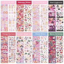 Happy Life of Small Volume Five PET transparent bottom No-mark Girl Sticker CUKA DIY MATERIAL APPLID
