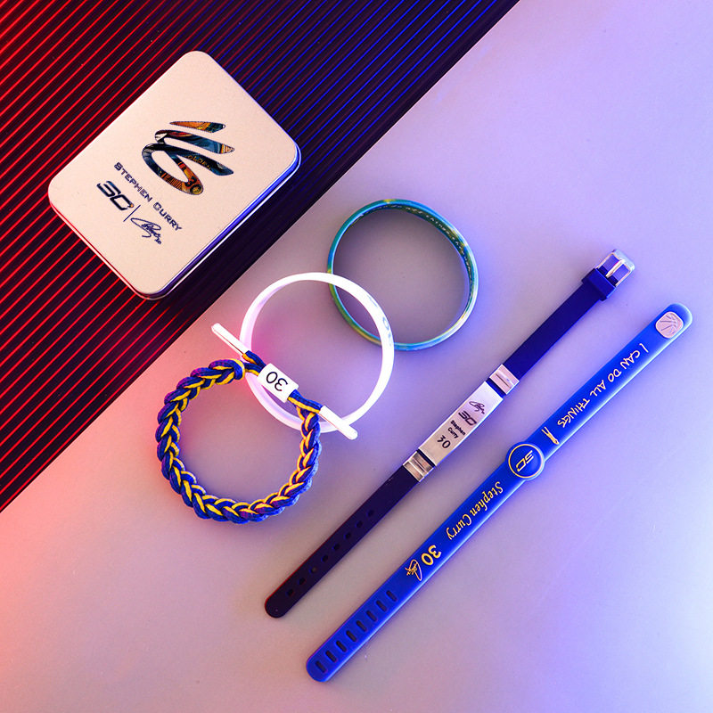 【ブレスレット5点セット】カリー、ジェームズ、コービー、アービング、デュラント バスケットボール 蓄光シリコンブレスレット - ギフト