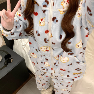 Пижамы Hello Kitty для женщин, осенне-зимние, из кораллового флиса, с капюшоном, милые домашние вещи Hello Kitty для зимы