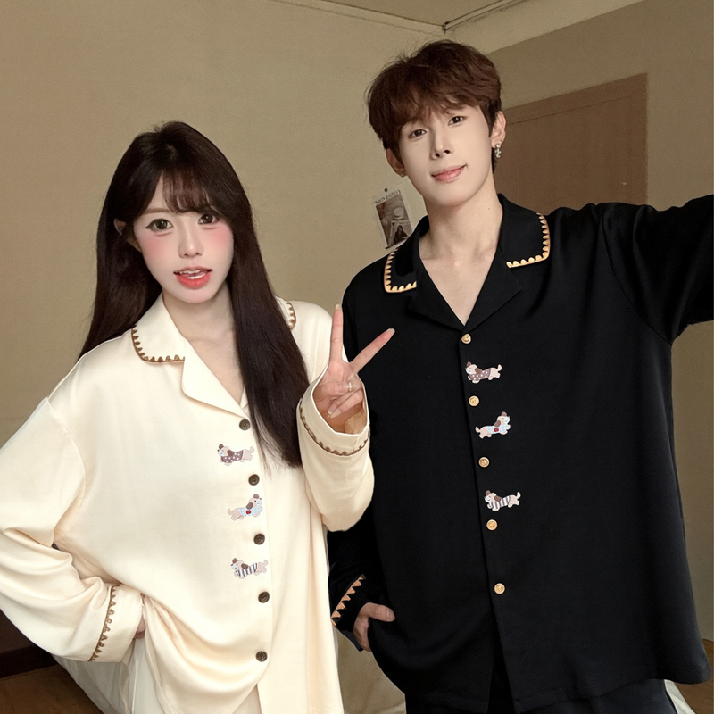 Autumn Cartoon Couple Pure Cotton Dachshund Pajamas Women's Long-Sleeved Long Pants Men's Cute Style Home Wear Set Spring and Autumn Autumn Cartoon Couple Pure Cotton Dachshund Pajamas Women's Long-Sleeved Long Pants Men's Cute Style Home Wear Set Spring and Autumn