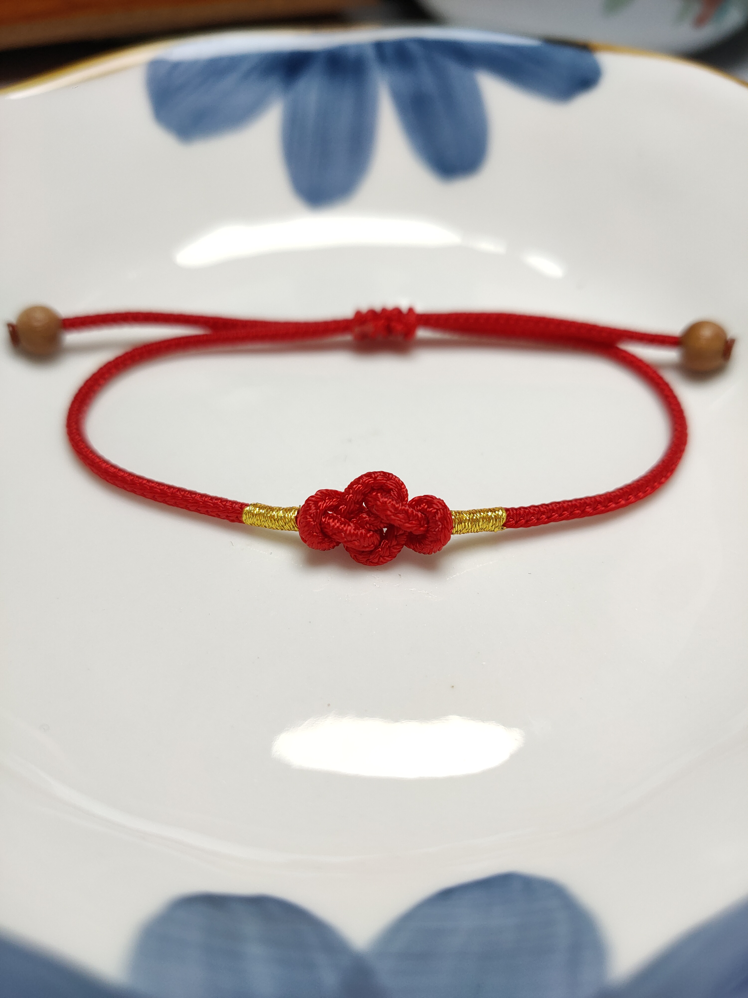 Diamond Knot Red Rope Peach Wood Bead Vegetarian Rope Ben Year Pure Hand Weave No Retreat New-Taobao