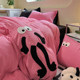 Girls healing ins rose red black big-eyed towel embroidered wash quilt cover four-piece set bed sheet three-piece set 1.8