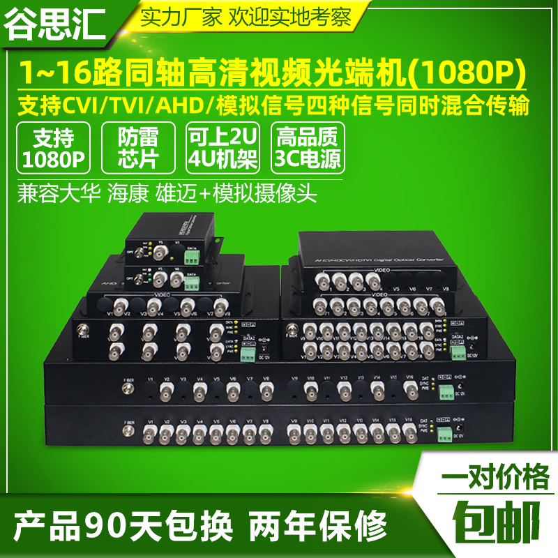 CVI TVI AHD coaxial video optical transceiver 1 way 2-way 4-way 8-way 16-2 million 2 million 1080P to turn fiber-Taobao