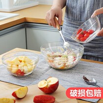 Household transparent glass bowl student fruit salad bowl large heat-resistant soup bowl small rice bowl tableware eaten bubble bowl