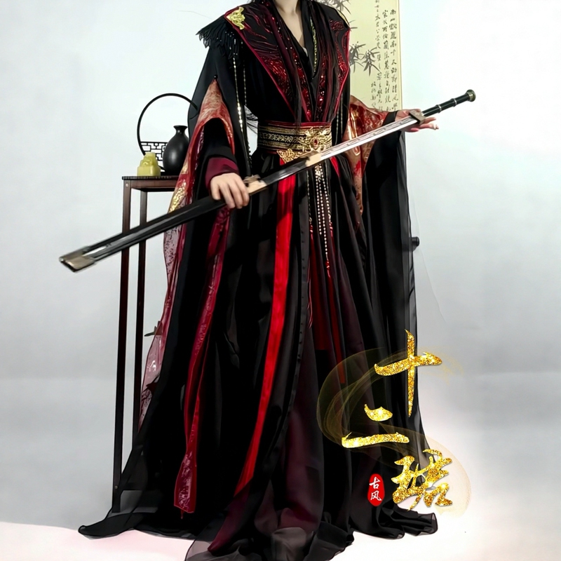 Twelve Jun Dynasty Cosplay Group's Versatile Black and Red Ancient Costume Can Be Used for Wei Wuxian, Luo Binghe, and Hua Cheng Twelve Jun Dynasty Cosplay Group's Versatile Black and Red Ancient Costume Can Be Used for Wei Wuxian, Luo Binghe, and Hua Cheng