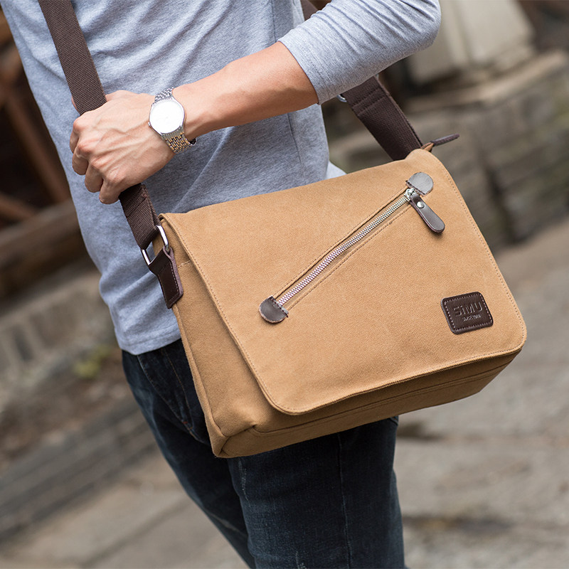 Simu men's bag one-shoulder diagonal multi-functional student canvas document backpack sports postman large-capacity sports and leisure