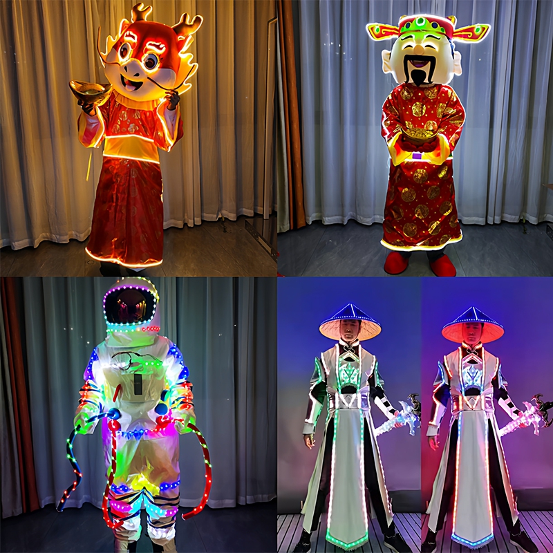 Led Light-Up God of Wealth Costume, Spacesuit, Horse Zodiac Mascot Costume, Disco Atmosphere Props, Performance Costume Led Light-Up God of Wealth Costume, Spacesuit, Horse Zodiac Mascot Costume, Disco Atmosphere Props, Performance Costume