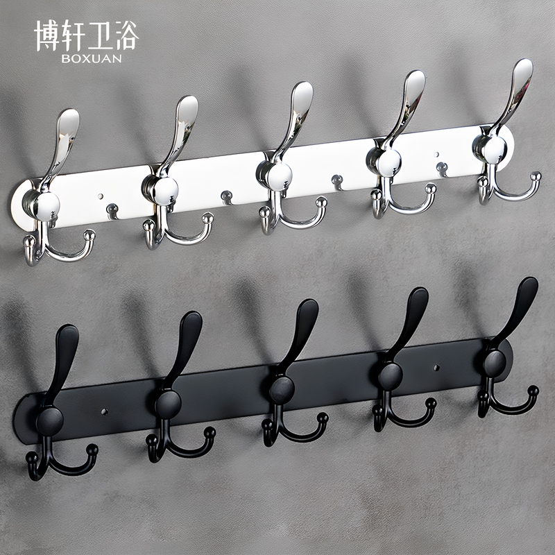 Stainless Steel Coat Hooks, Clothes Hooks, Hat Hooks, Wall-Mounted Behind Door, No-Drill Wall Hanger, Black Hooks Stainless Steel Coat Hooks, Clothes Hooks, Hat Hooks, Wall-Mounted Behind Door, No-Drill Wall Hanger, Black Hooks