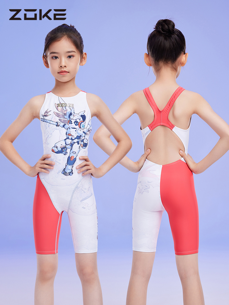 Áo tắm trẻ em Zhouke dành cho bé gái lớn 2024 một mảnh mới huấn luyện chuyên nghiệp đua xe cho bé gái Zoke nhanh khô quần bơi trẻ con áo bơi em bé 
