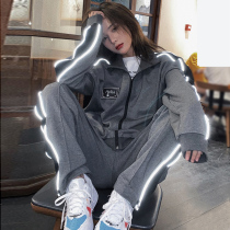 (Special Price Clearing House) Leisure Sports Suit Women Spring Autumn Students Han Edition Loose Running Fashion Vegemon Two Sets
