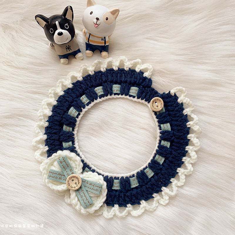 Dog Kitty Knit Scarf Collar Pet Scarves small canine Hand Woven Crochet Hook Needle Surrounding Hood Wool scarlet
