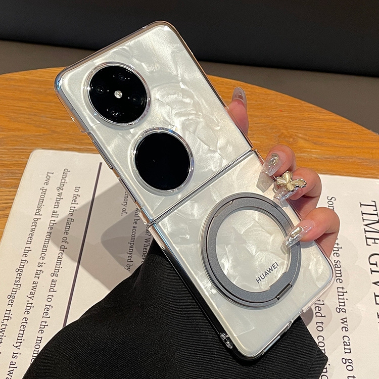 Suitable for Huawei Pocket2 Mobile Phone Case, New Foldableing Screen, Transparent Men's and Women's Flap Pocket Pants2 Fashionable Japanese and Korean All-Inclusive Anti-Fall Hard Shell Rotating Magnetic Stand, High-End Simple Protective Cover