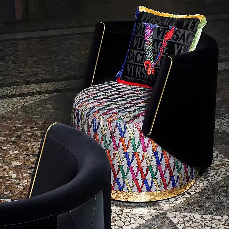 Light Luxury Versace Single Sofa Chair for Living Room Balcony, Versace Embroidered Fabric Leisure Chair, Swivel Vanity Chair Light Luxury Versace Single Sofa Chair for Living Room Balcony, Versace Embroidered Fabric Leisure Chair, Swivel Vanity Chair