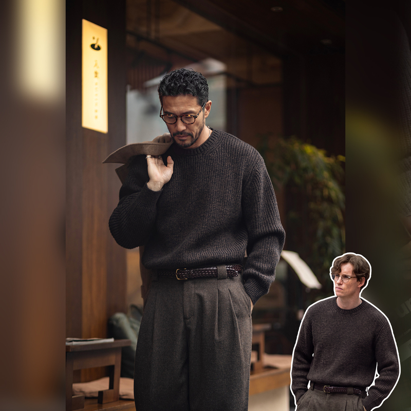 Uncle Gu's Old Money Style Retro Round Neck Sweater for Men, Autumn and Winter Wool Warm Pullover Long-Sleeve Base Knitwear
