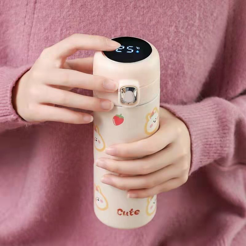 Intelligent temperature measurement mug girls high-value 304 stainless steel male and female students special Korean version of the tea cup