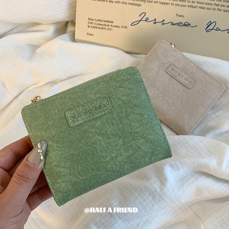 Clearance】Vintage Simple Folding Small Wallet Artistic Wallet Short Style Fresh Versatile Ins Style Coin and Card Holder