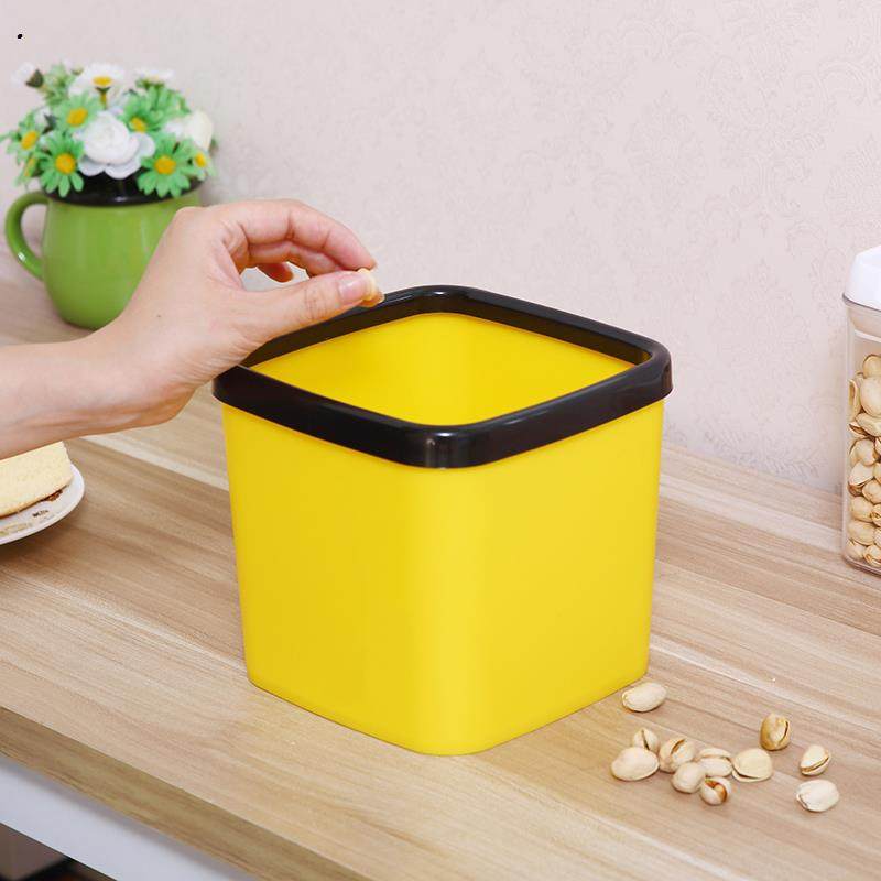 Square home small trash can no cover table mini storage barrel with handcase containing bucket kitchen bin table-Taobao